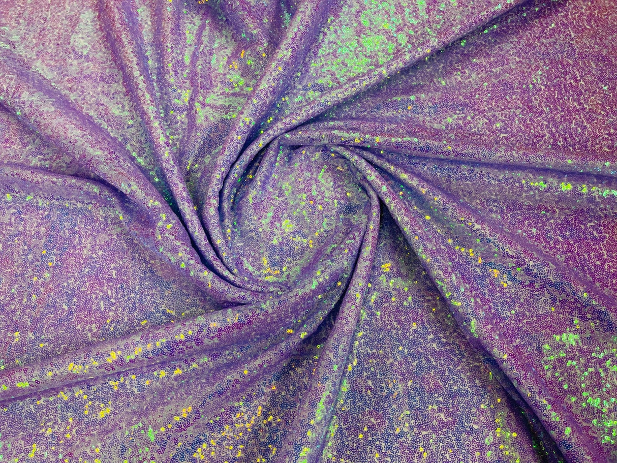 Mini Sequin Polyester Fabric - Iridescent Sequin Mesh, 52" Width (1 Yard)