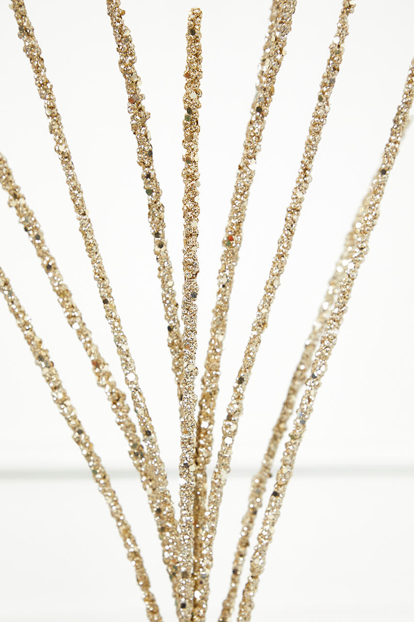 32" Glitter Mini Berry Grass Spray - Champagne/Gold