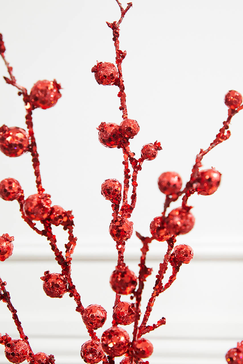 30” Glitter Mini Pomegranate Spray - Red