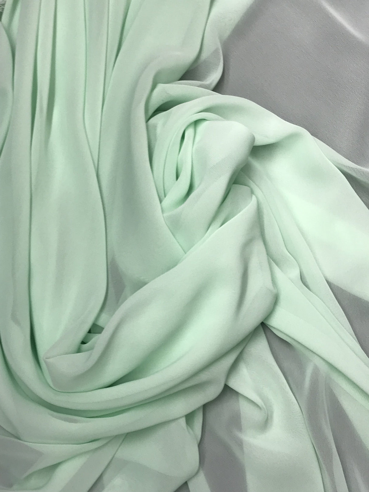 Mint Polyester Chiffon Fabric - Mint, Very Light Sheer, 59"-60" Width (1 Yard)