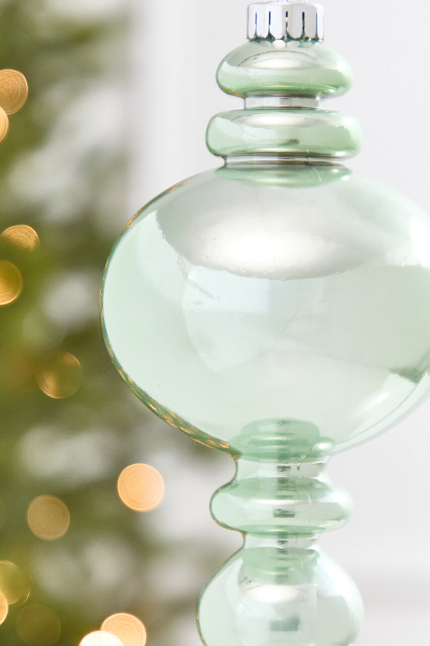 9" Mint Pearlescent Finial Ornament