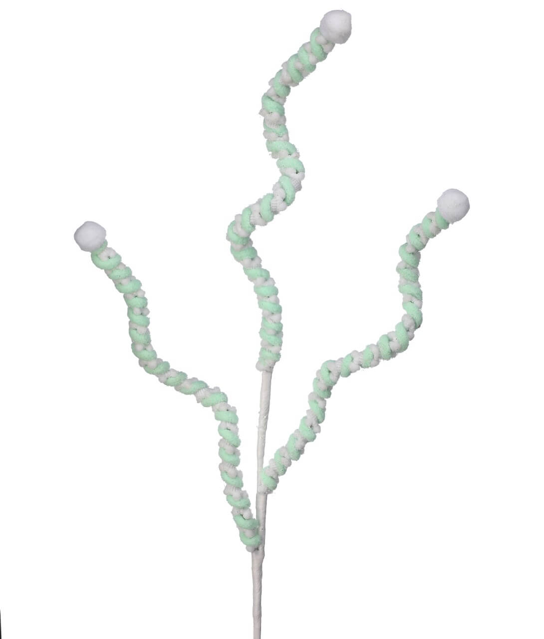 25” Mini Cottonball Peppermint Christmas Spray - Green/White