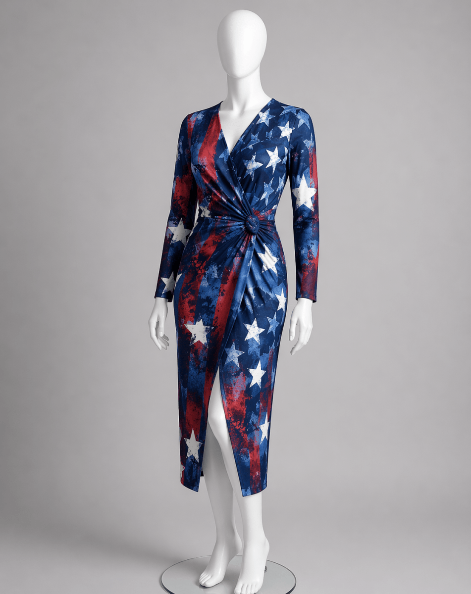 Poly Spandex Tricot Patriotic Star Splash Swimwear Fabric