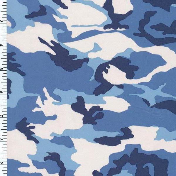 Printed Spandex Arctic Blue Camouflage