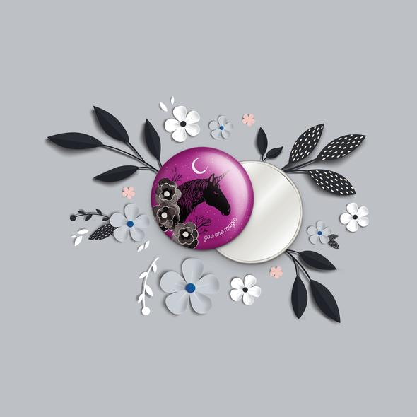 Pocket Mirror 3" Unicorn by CraftedMoon