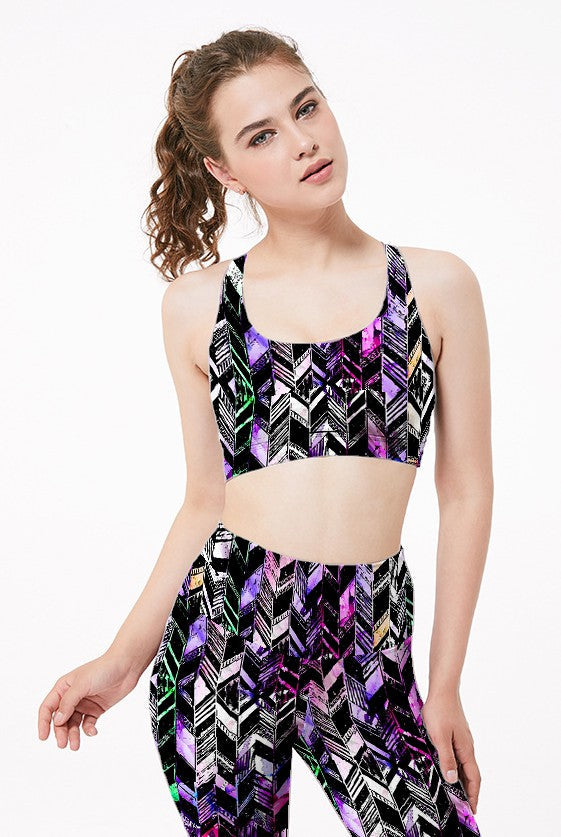 Athletic Jersey Knit Multi Color Chevron Bands Poly Spandex