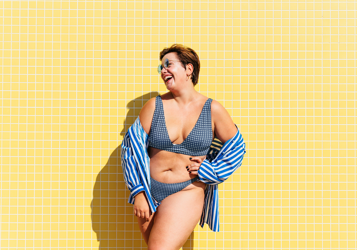 Swim Knit Poly Spandex Gingham Blue