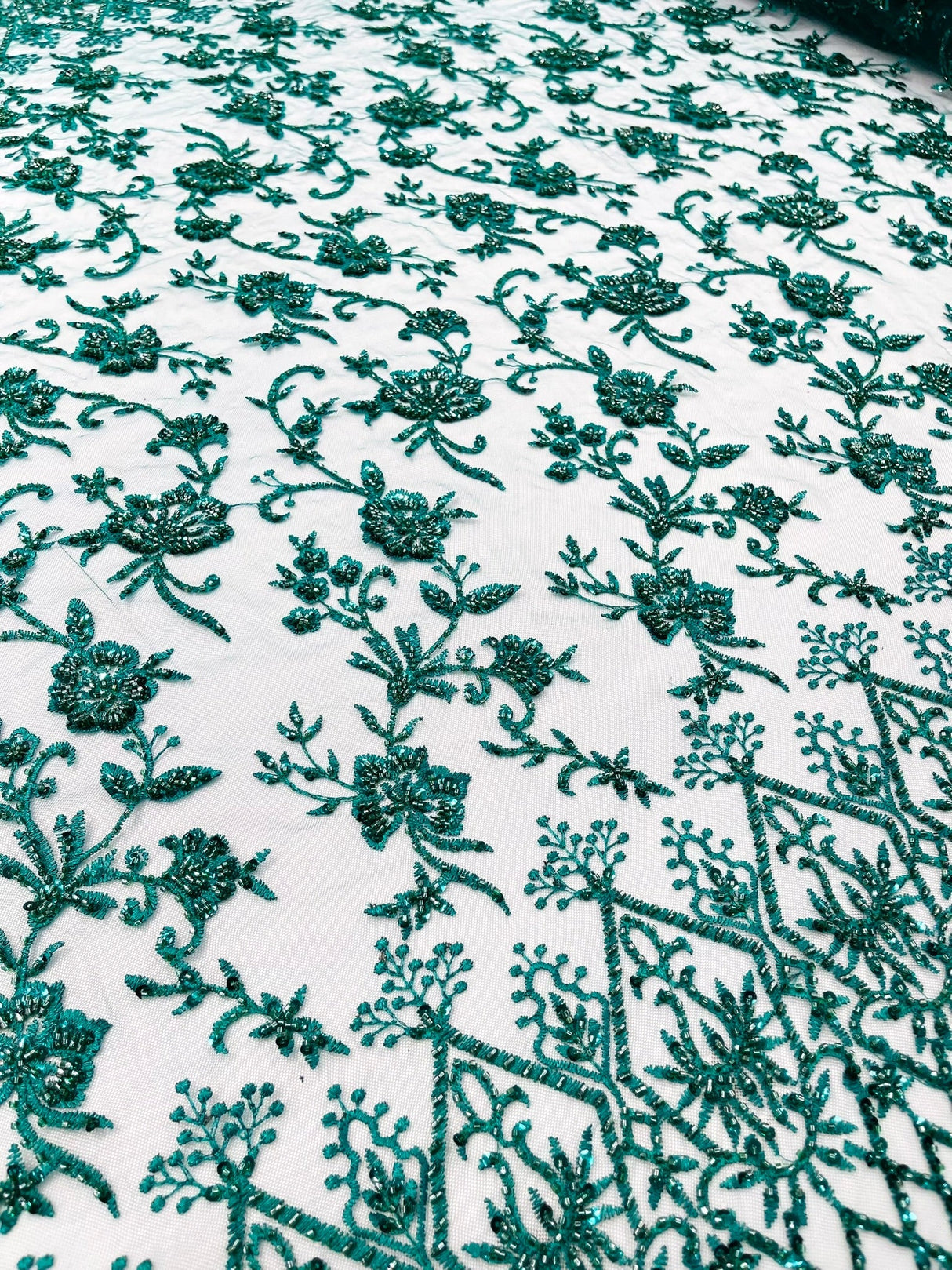 Modern Luxury Beaded Fabric - Mesh Lace, 54" Width, Color Assorted (1 Yard)