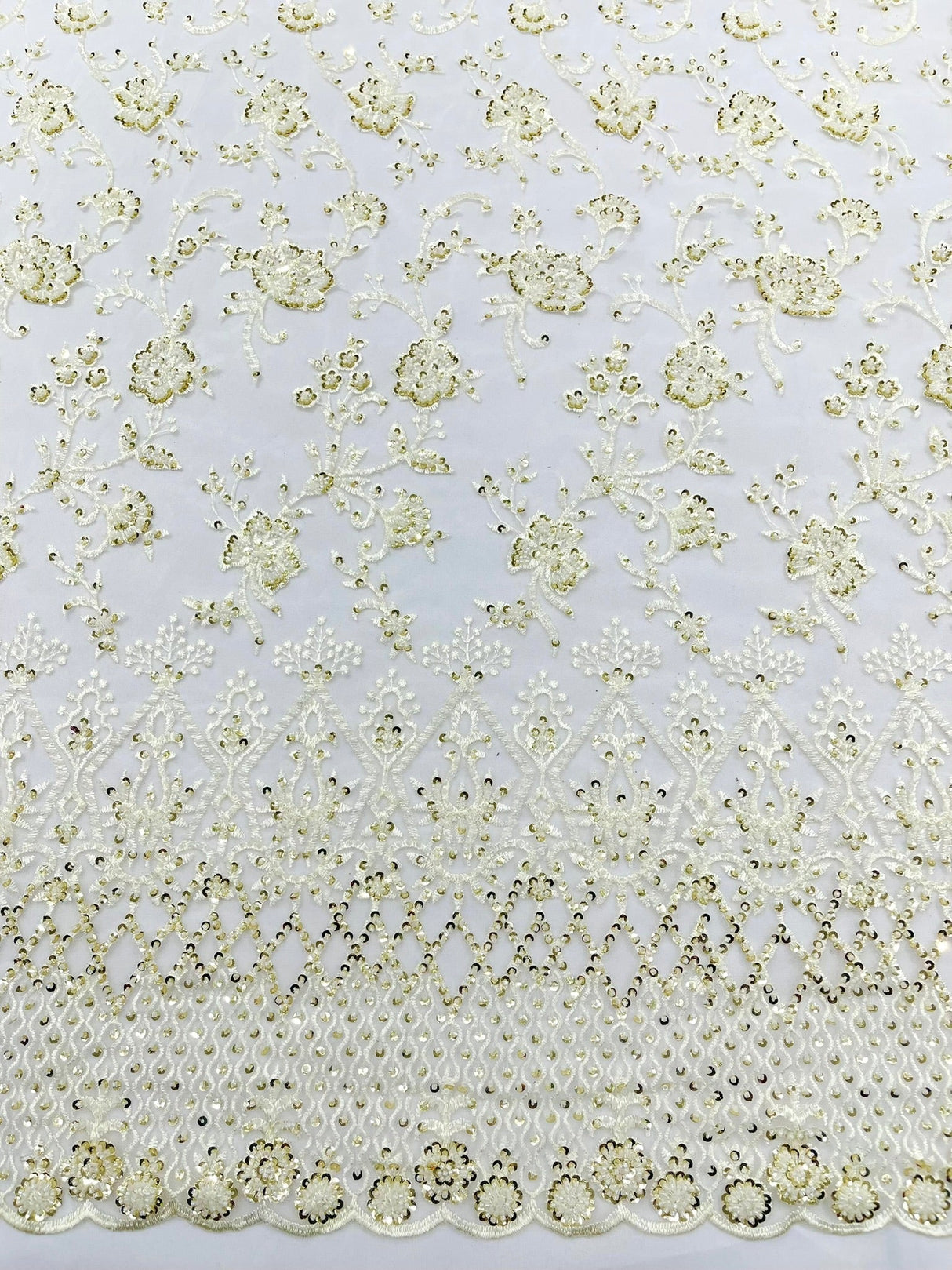 Modern Luxury Beaded Fabric - Mesh Lace, 54" Width, Color Assorted (1 Yard)