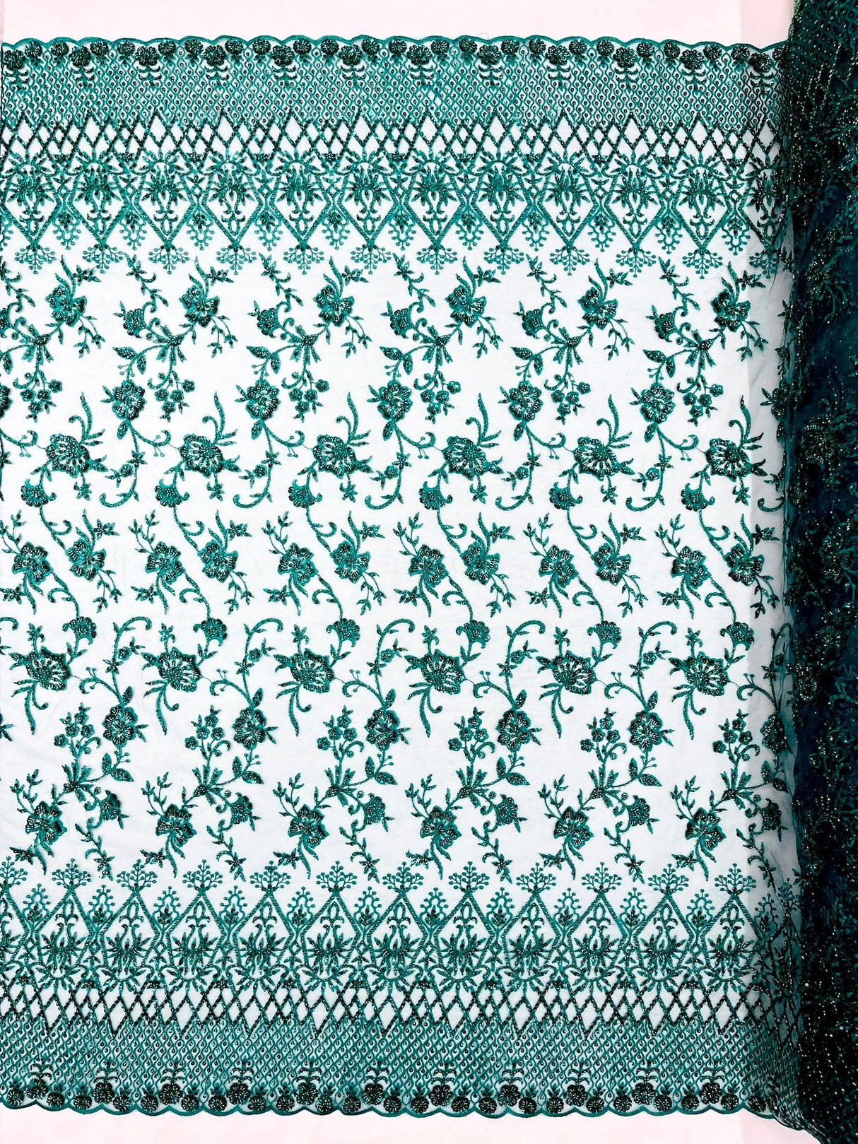 Modern Luxury Beaded Fabric - Mesh Lace, 54" Width, Color Assorted (1 Yard)