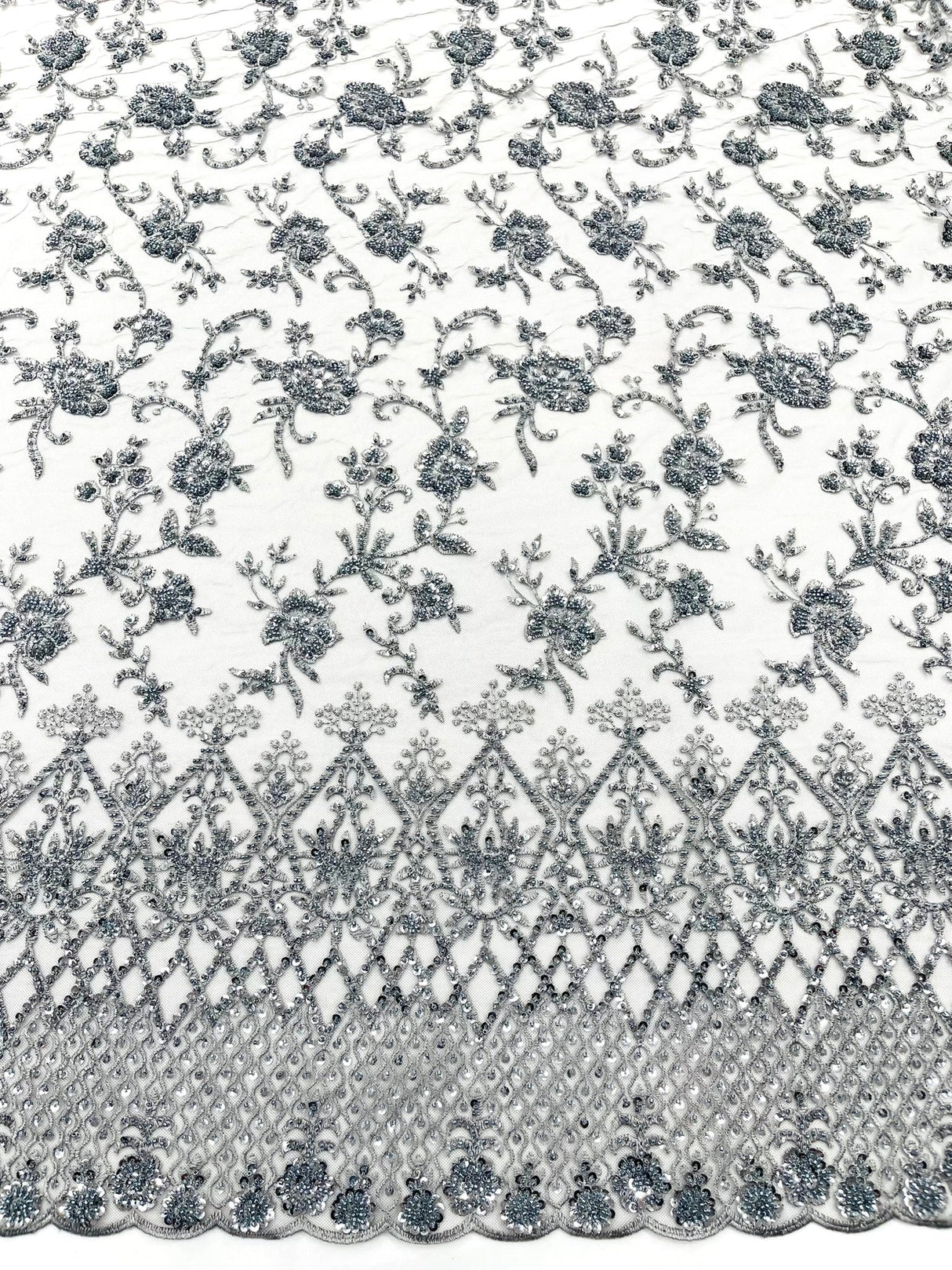 Modern Luxury Beaded Fabric - Mesh Lace, 54" Width, Color Assorted (1 Yard)