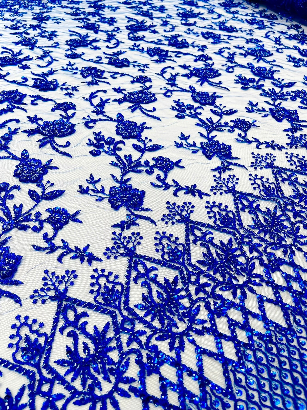Modern Luxury Beaded Fabric - Mesh Lace, 54" Width, Color Assorted (1 Yard)