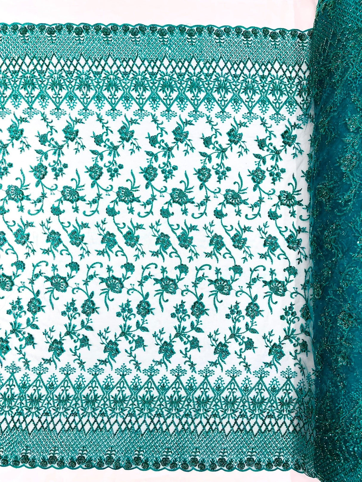 Modern Luxury Beaded Fabric - Mesh Lace, 54" Width, Color Assorted (1 Yard)