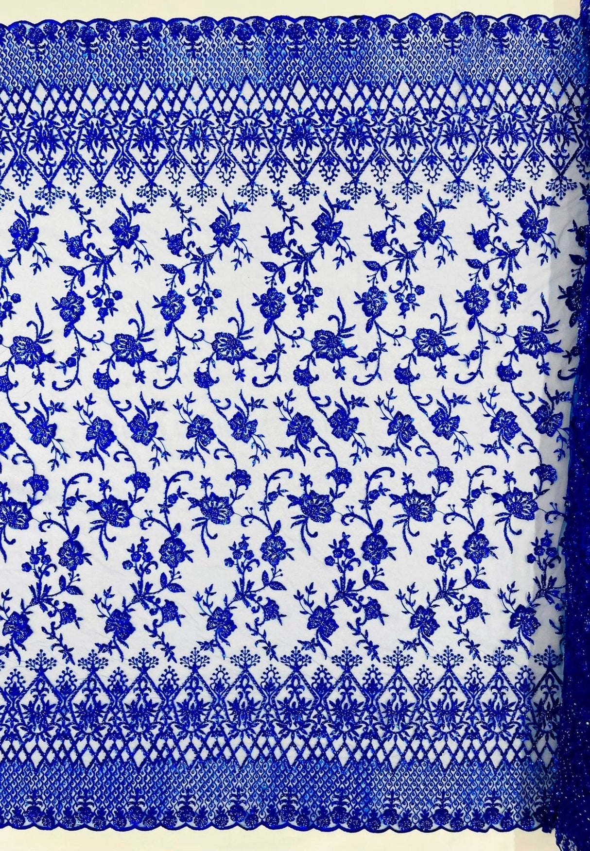 Modern Luxury Beaded Fabric - Mesh Lace, 54" Width, Color Assorted (1 Yard)