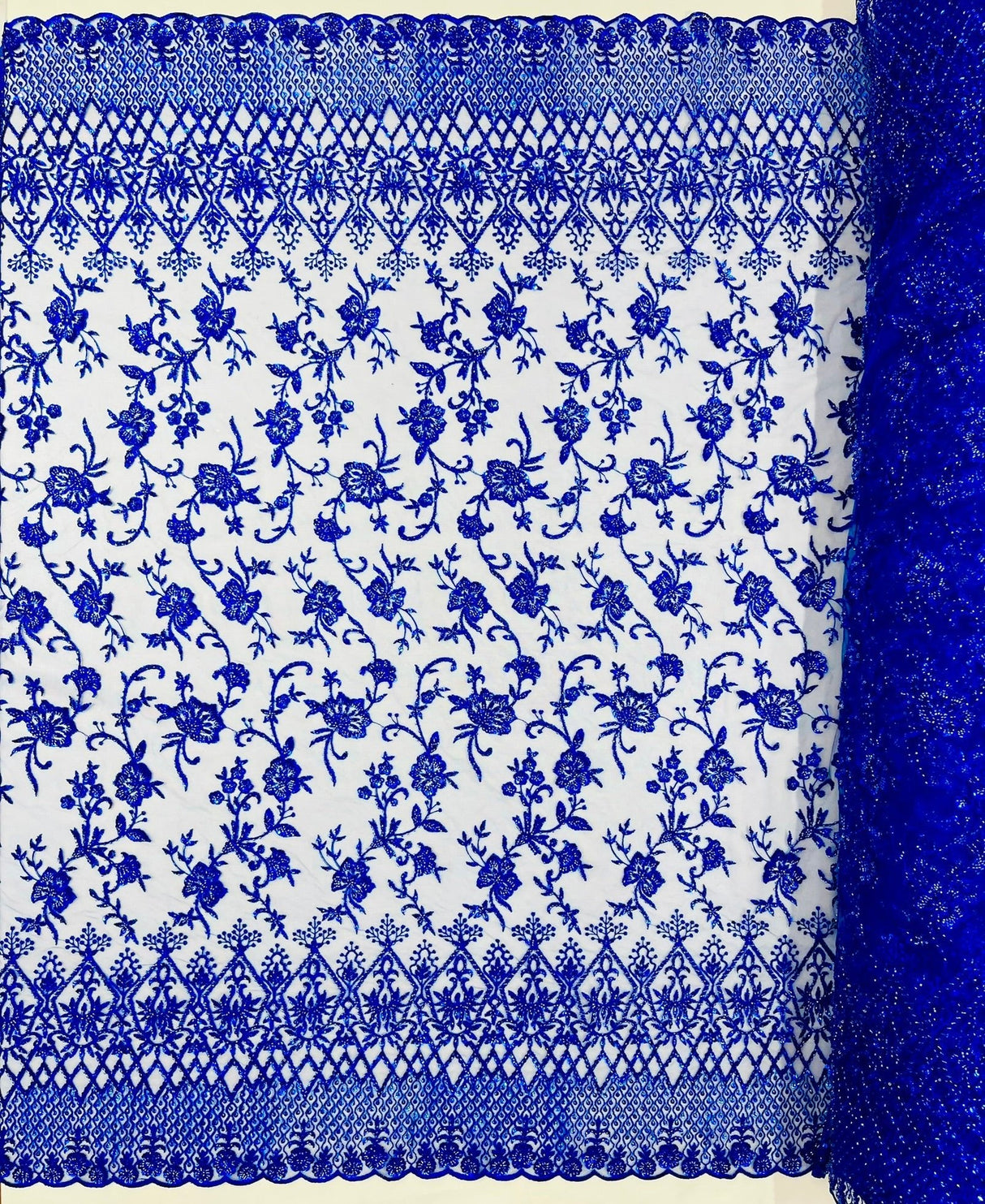 Modern Luxury Beaded Fabric - Mesh Lace, 54" Width, Color Assorted (1 Yard)