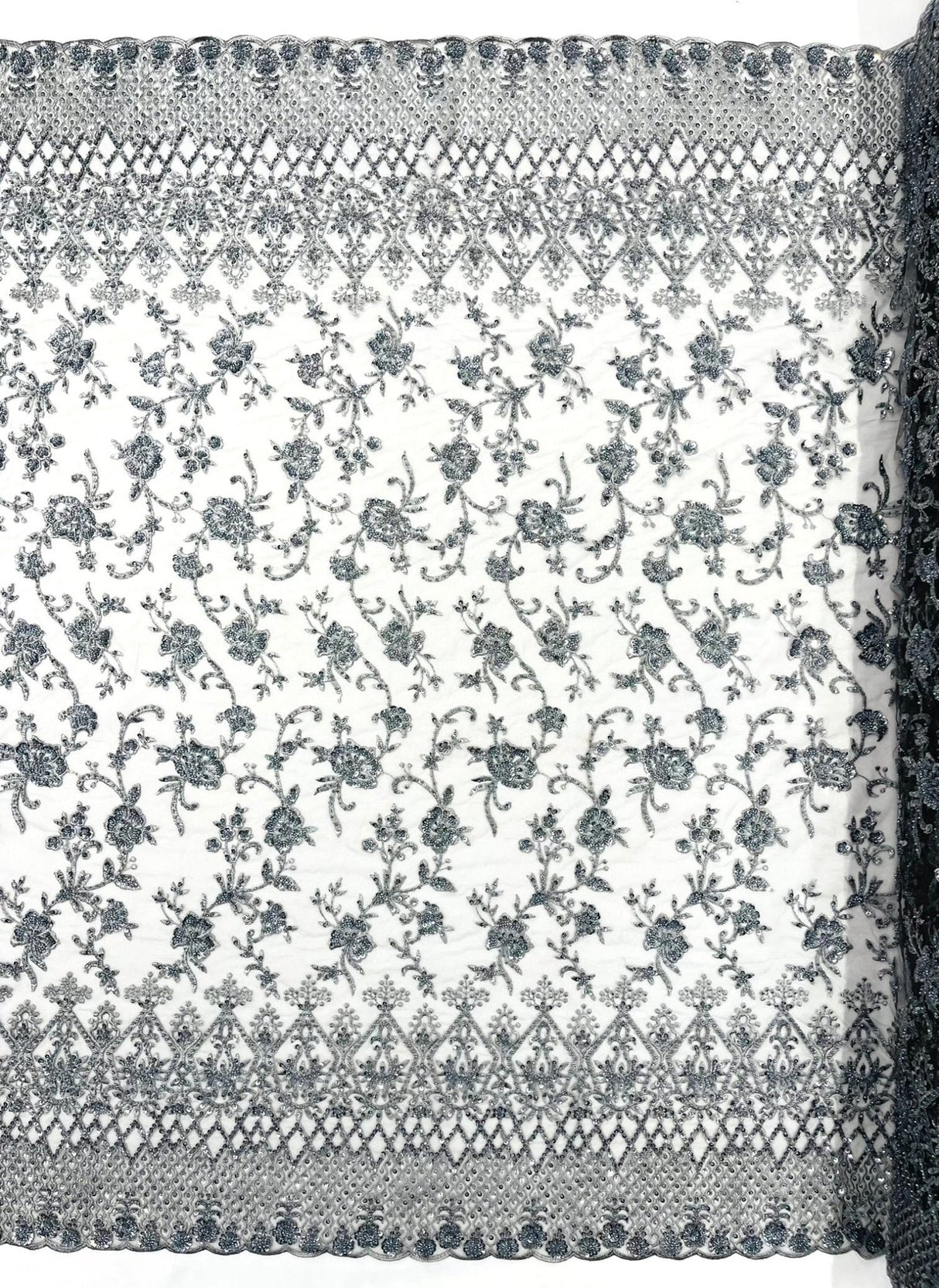Modern Luxury Beaded Fabric - Mesh Lace, 54" Width, Color Assorted (1 Yard)