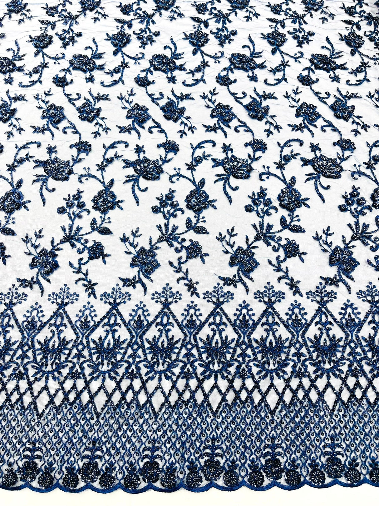 Modern Luxury Beaded Fabric - Mesh Lace, 54" Width, Color Assorted (1 Yard)