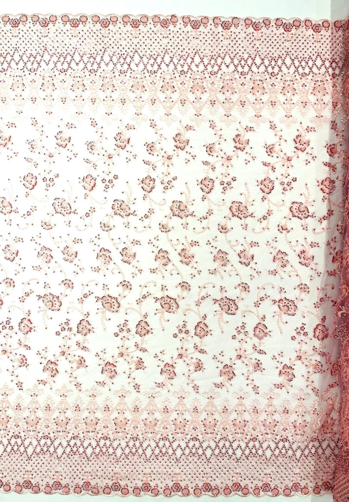 Modern Luxury Beaded Fabric - Mesh Lace, 54" Width, Color Assorted (1 Yard)