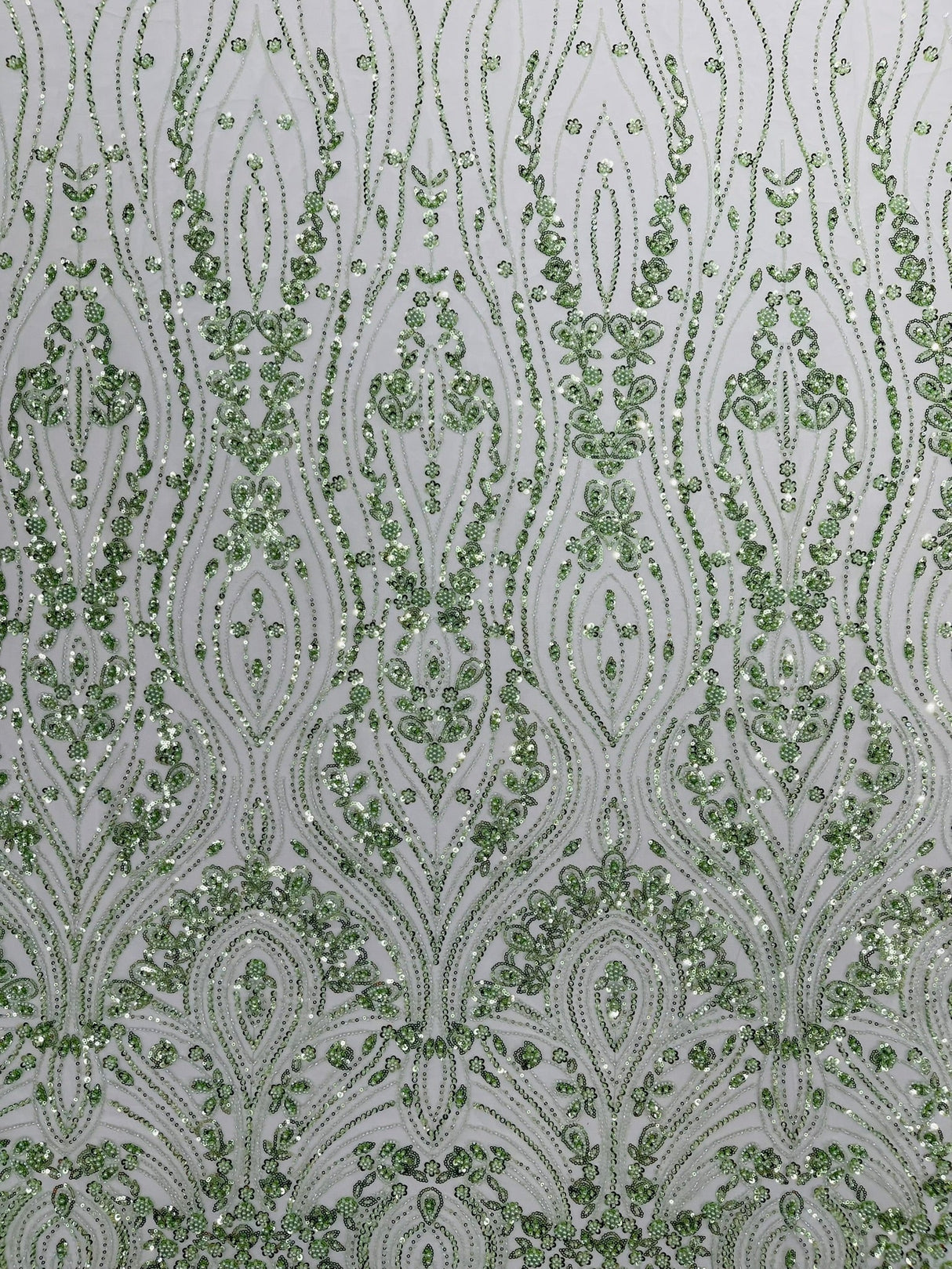 Modern Luxury Beaded Fabric Embroidered On A Mesh Lace Fabric - Beaded Embroidery, 54" Width (1 Yard)