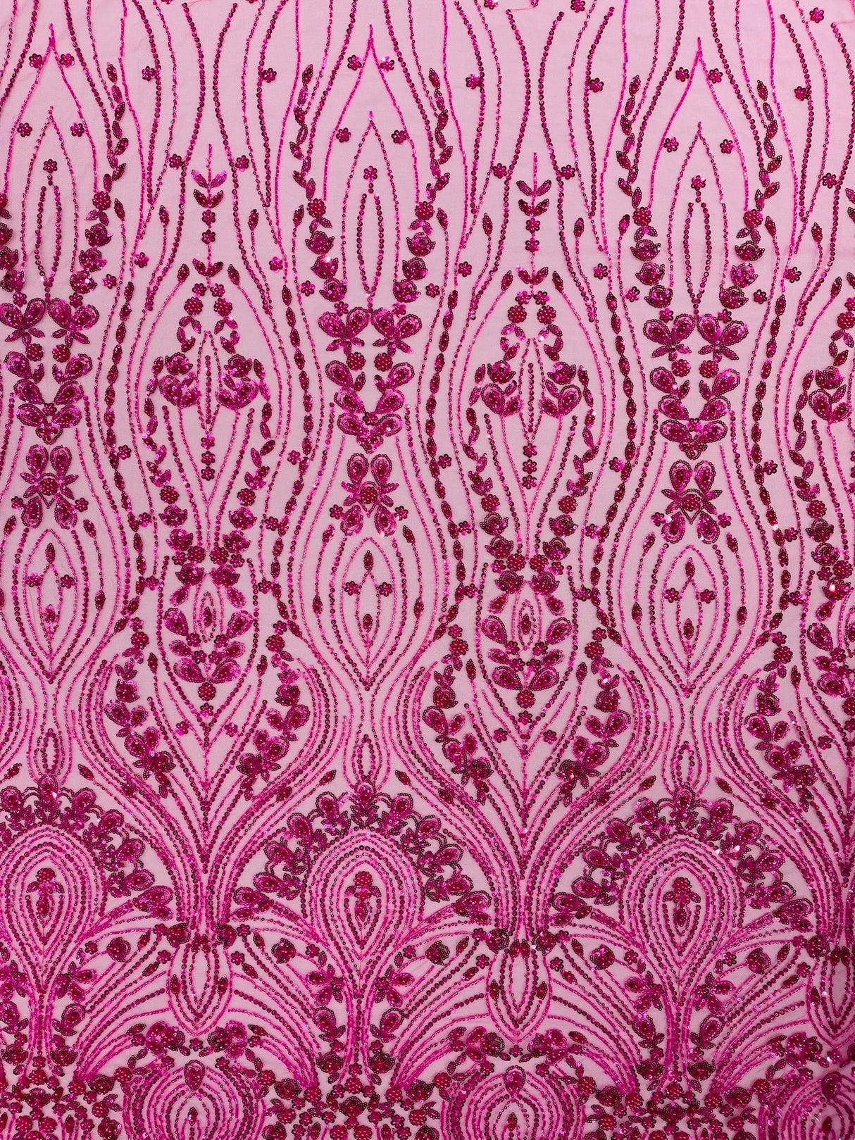 Modern Luxury Beaded Fabric Embroidered On A Mesh Lace Fabric - Beaded Embroidery, 54" Width (1 Yard)