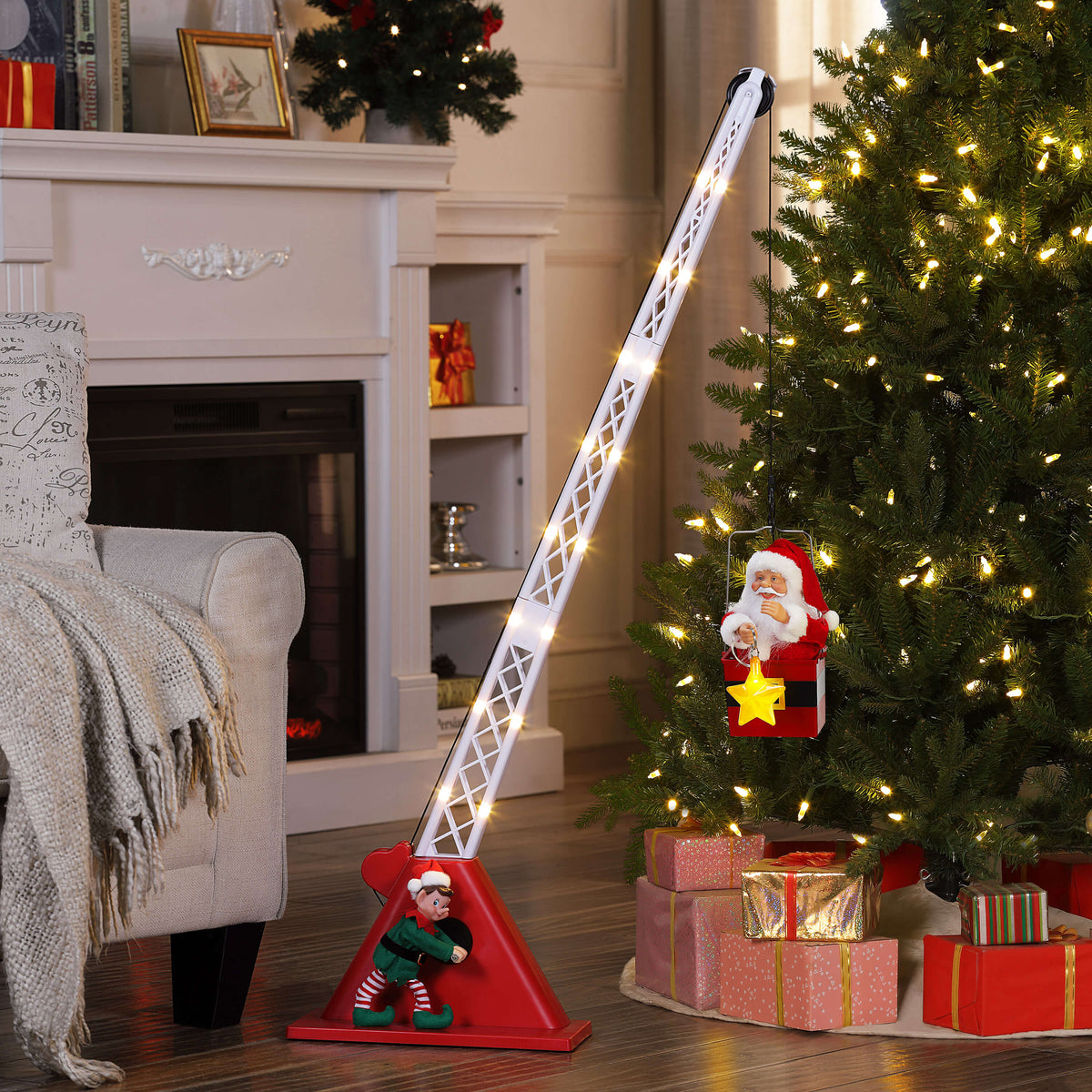 43" Mr. Christmas Animated Santa's Crane