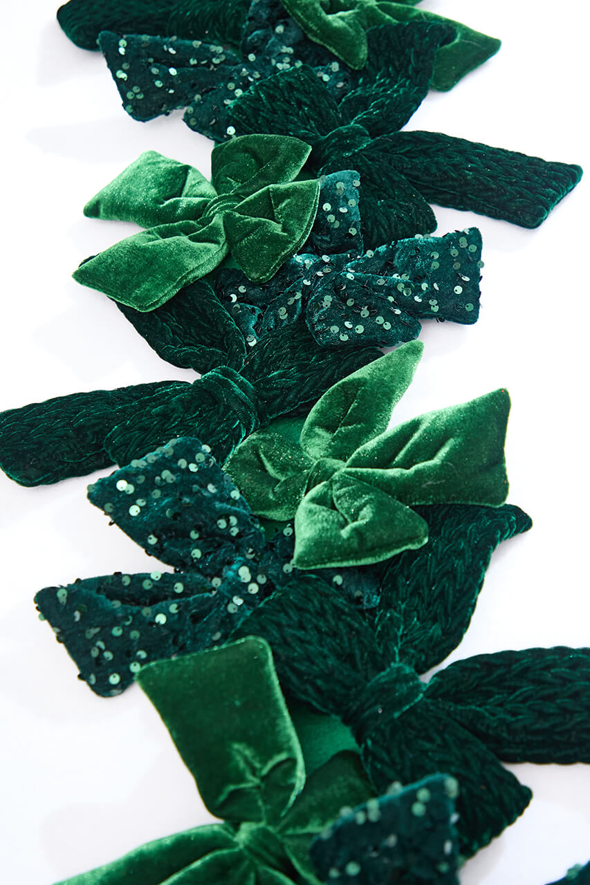 48" Green Velvet Sequin Bow Garland