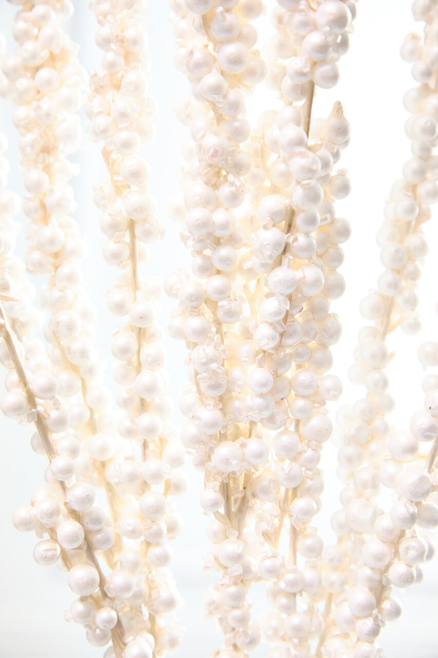 40" White Metallic Spike Berry Spray