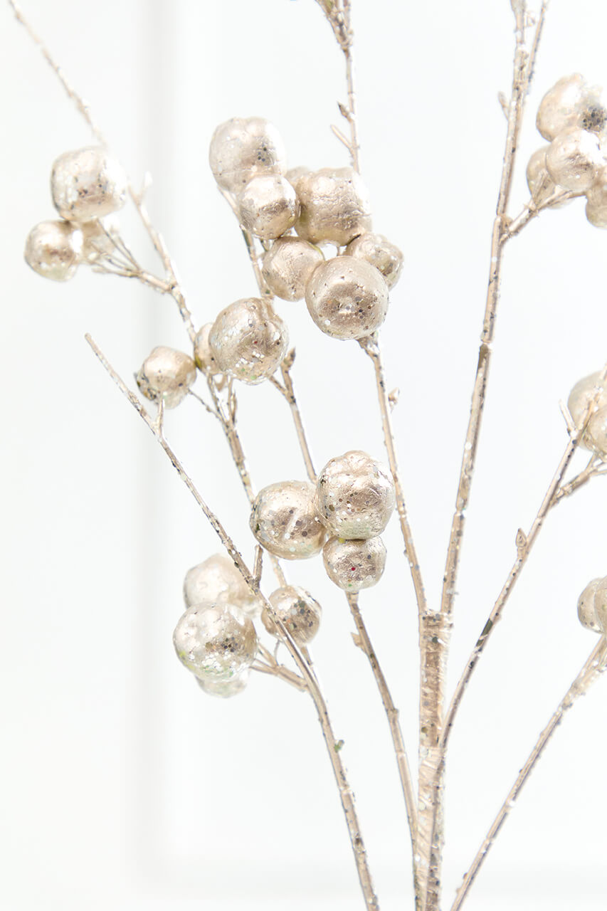 36" Platinum Glitter Crabapple Spray