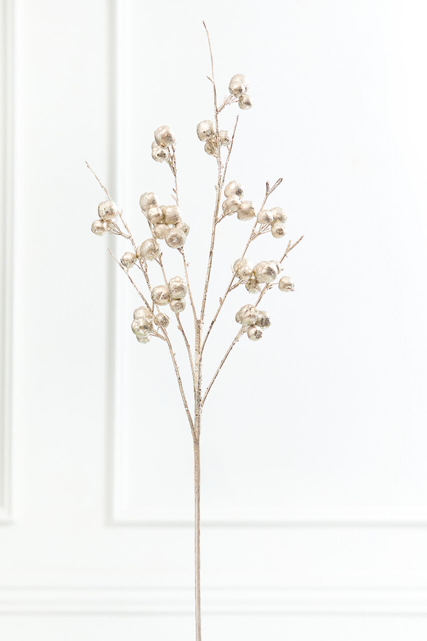 36" Platinum Glitter Crabapple Spray