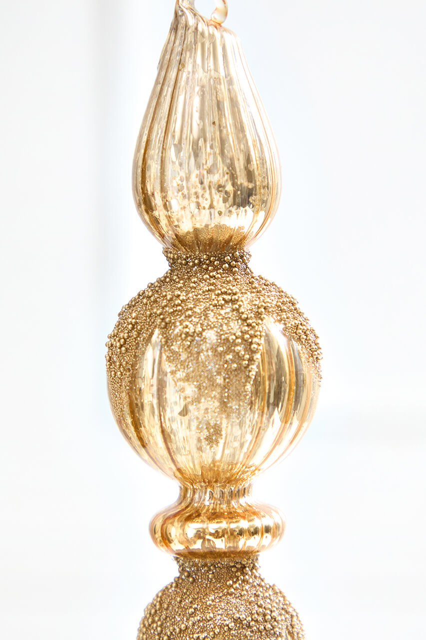 11" Champagne Mercury Glass Finial Ornament
