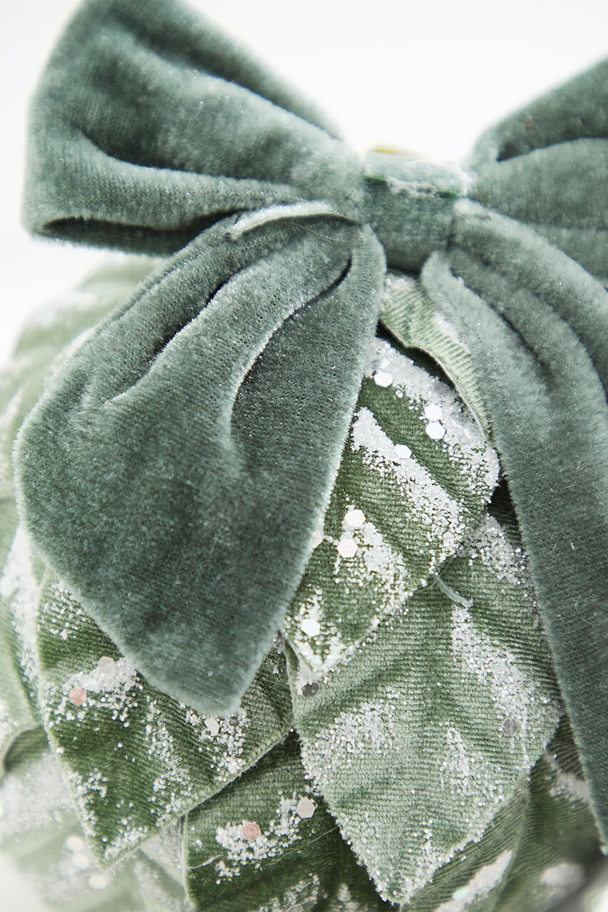 5" Velvet Leaf Ornament with Bow
