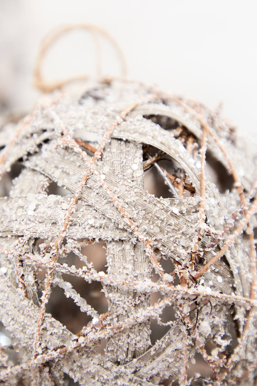 6" Natural Frost Vine Ball Ornament