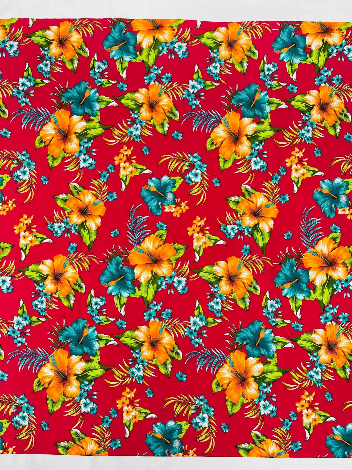 Multi Color Hawaiian Hibiscus 100 Percent Cotton Fabric - Multi Color Floral Print, 45" Width (1 Yard)