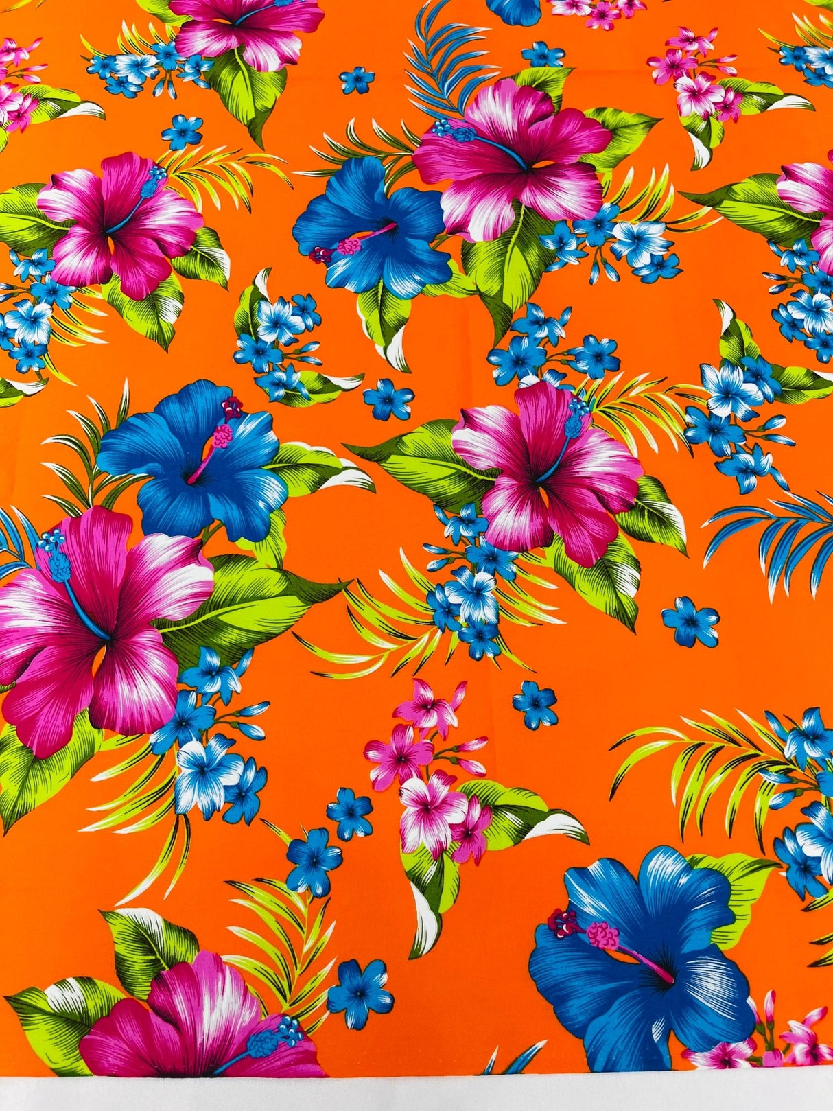 Multi Color Hawaiian Hibiscus 100 Percent Cotton Fabric - Multi Color Floral Print, 45" Width (1 Yard)
