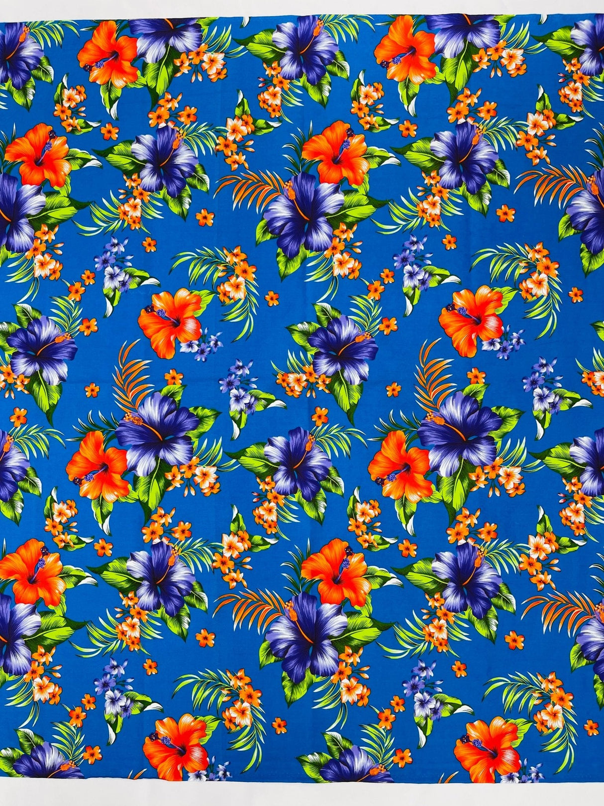 Multi Color Hawaiian Hibiscus 100 Percent Cotton Fabric - Multi Color Floral Print, 45" Width (1 Yard)