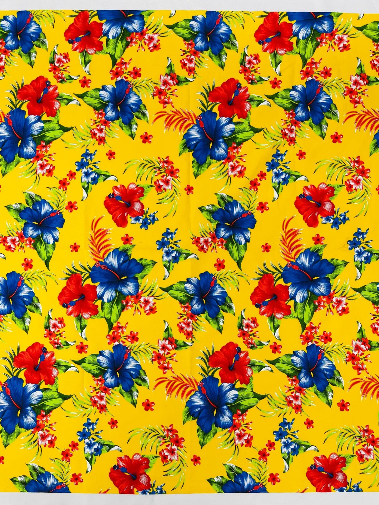 Multi Color Hawaiian Hibiscus 100 Percent Cotton Fabric - Multi Color Floral Print, 45" Width (1 Yard)