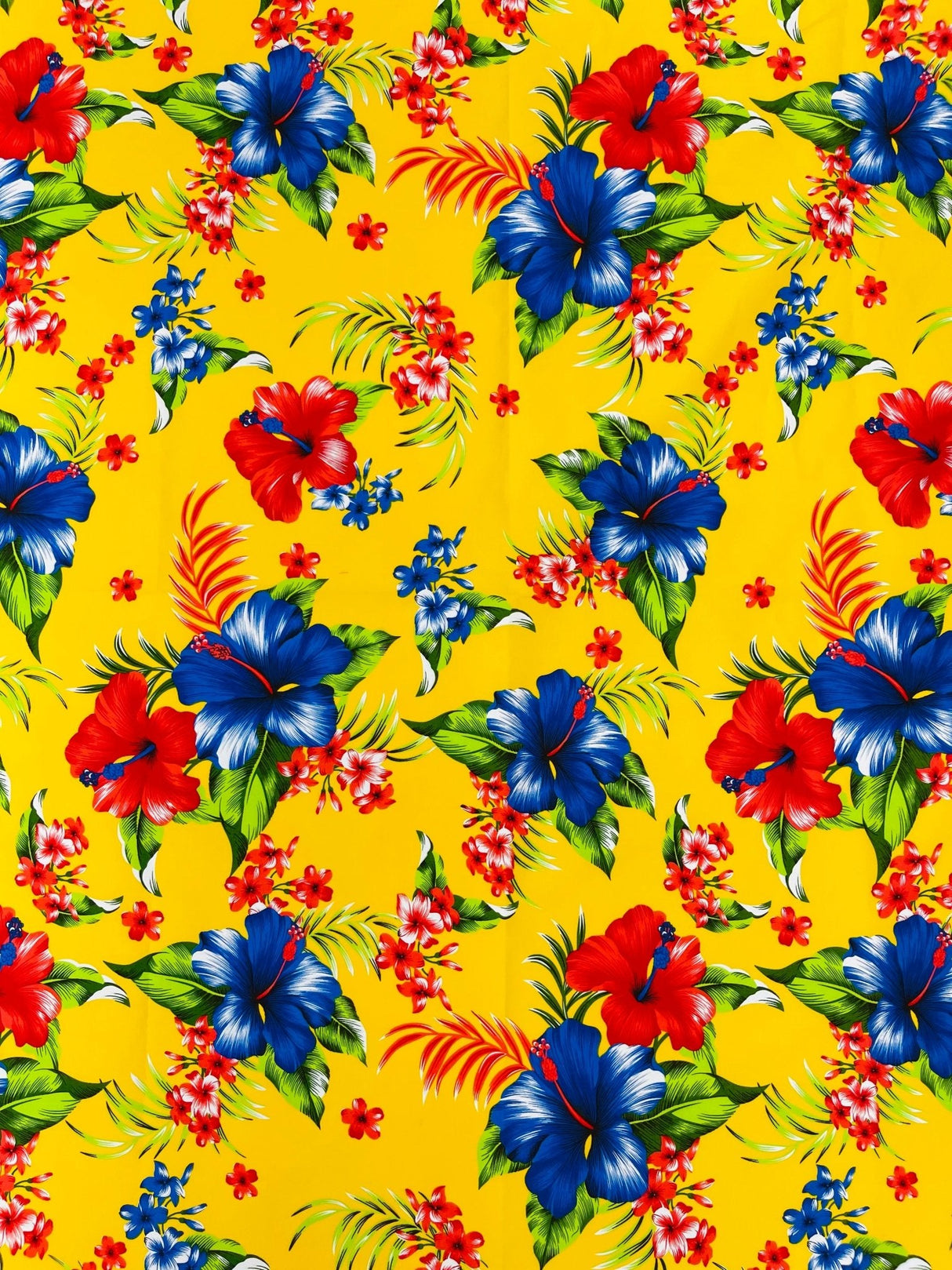 Multi Color Hawaiian Hibiscus 100 Percent Cotton Fabric - Multi Color Floral Print, 45" Width (1 Yard)