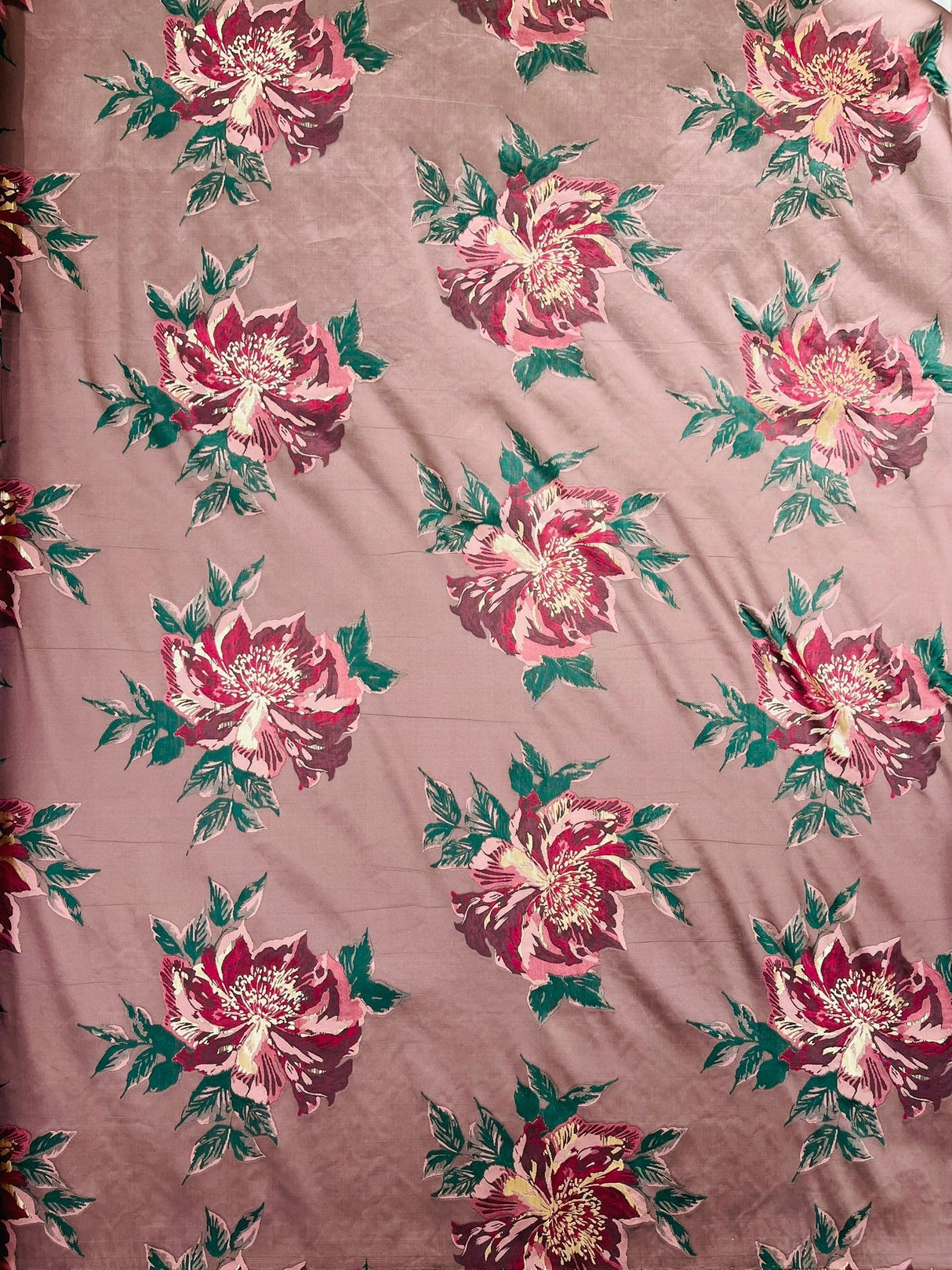 Multi Floral Color Jacquard Satin Fabric - Multi Floral Pattern, 58" Width (1 Yard)