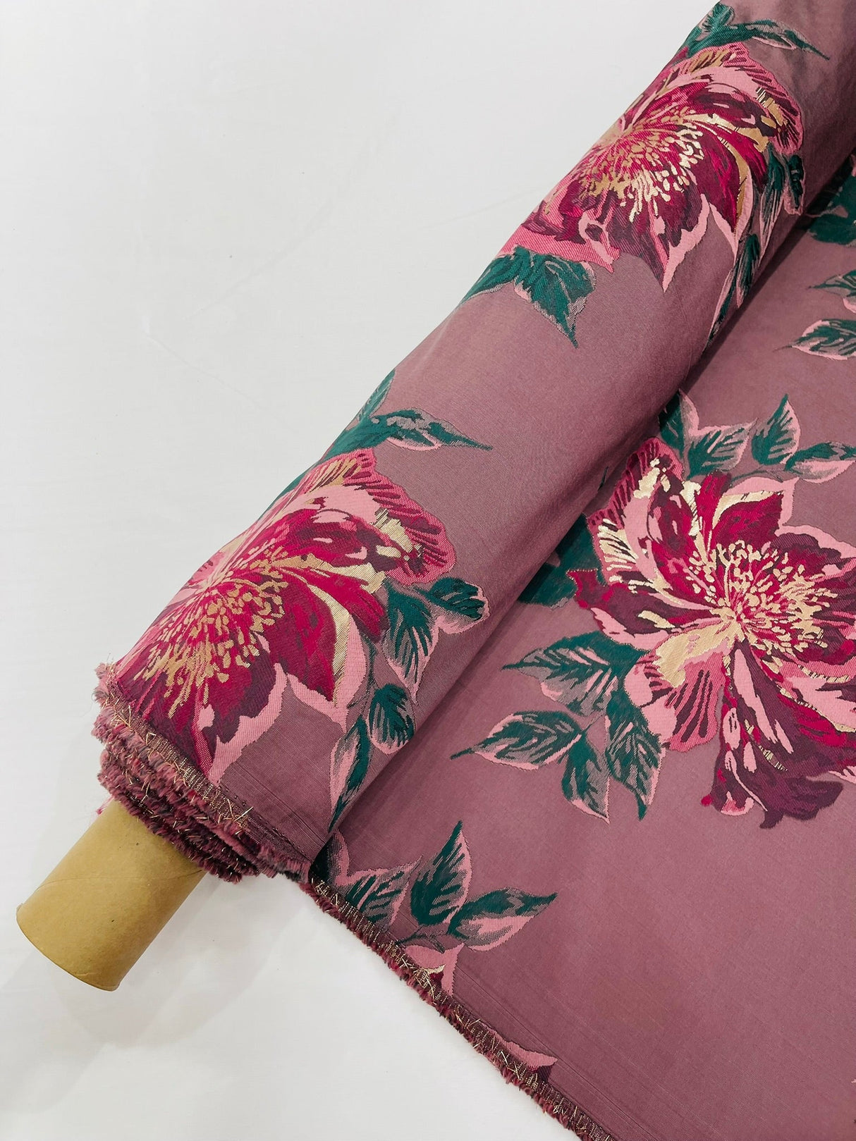 Multi Floral Color Jacquard Satin Fabric - Multi Floral Pattern, 58" Width (1 Yard)