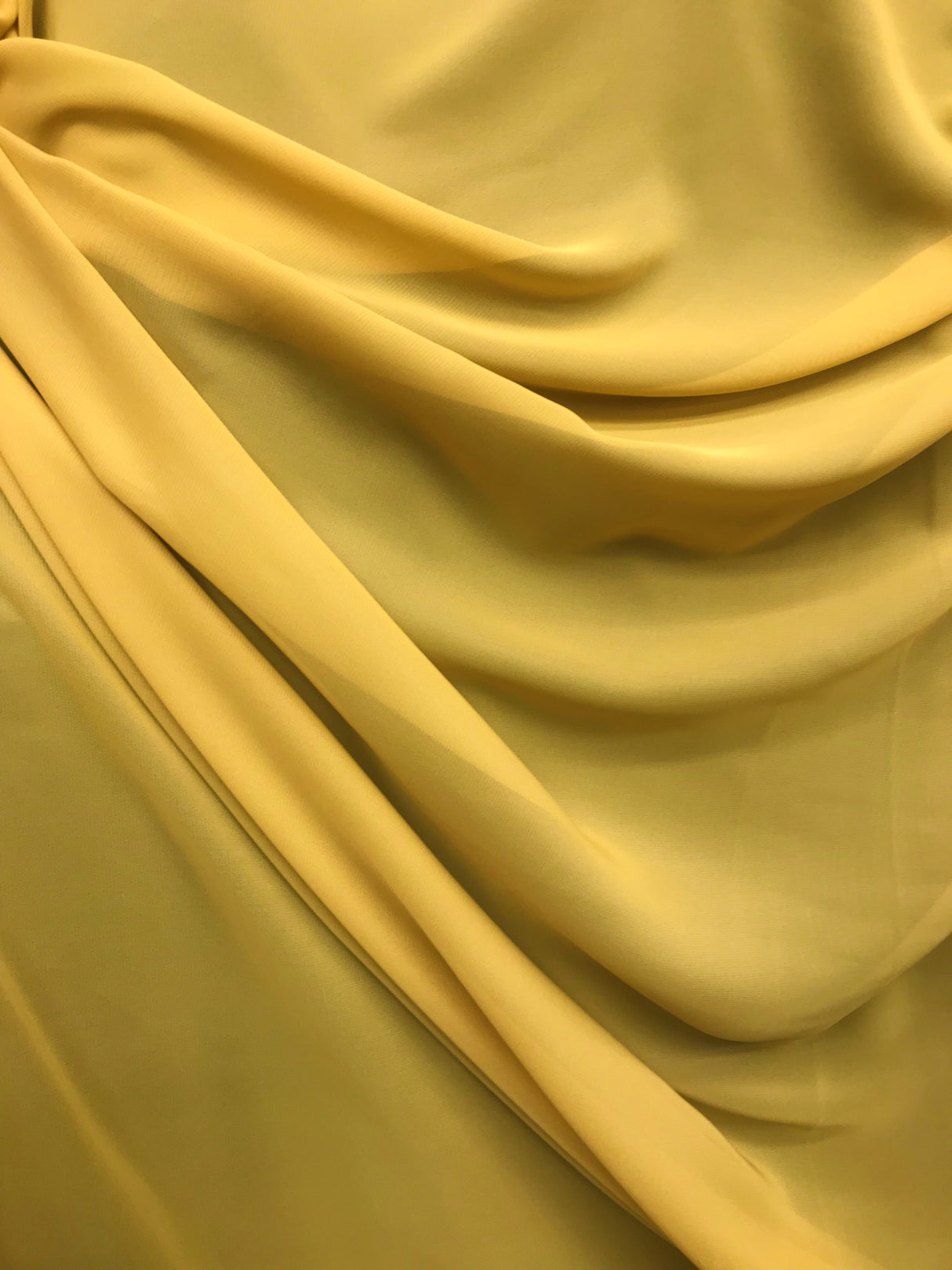 Mustard Polyester Chiffon Fabric - Mustard, Very Light Sheer, 59"-60" Width (1 Yard)
