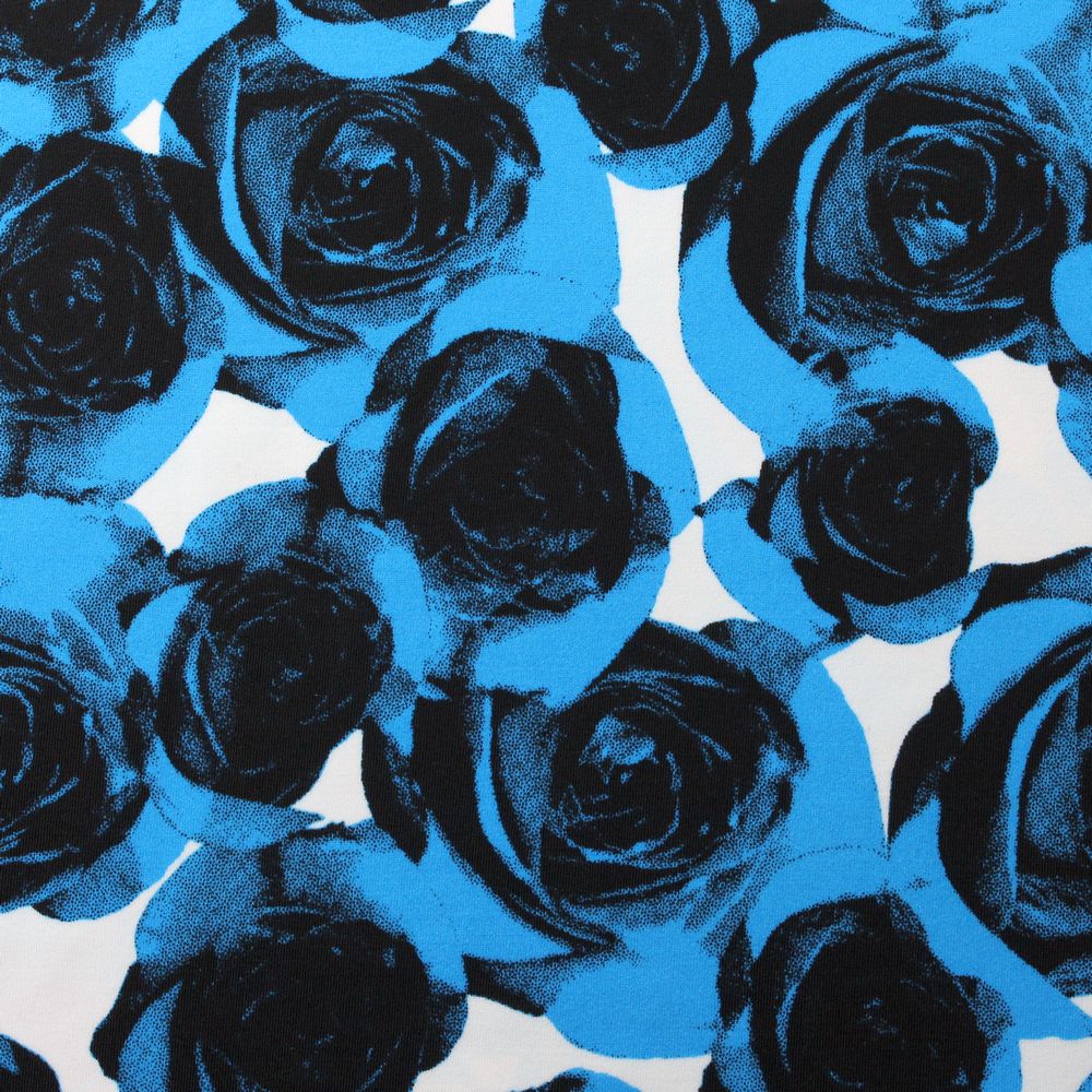 My Valentine Nylon Spandex Fabric - Blue/Black, Red/Black, Yellow/Black Roses Floral Print, 58/60" Width (1 Yard)