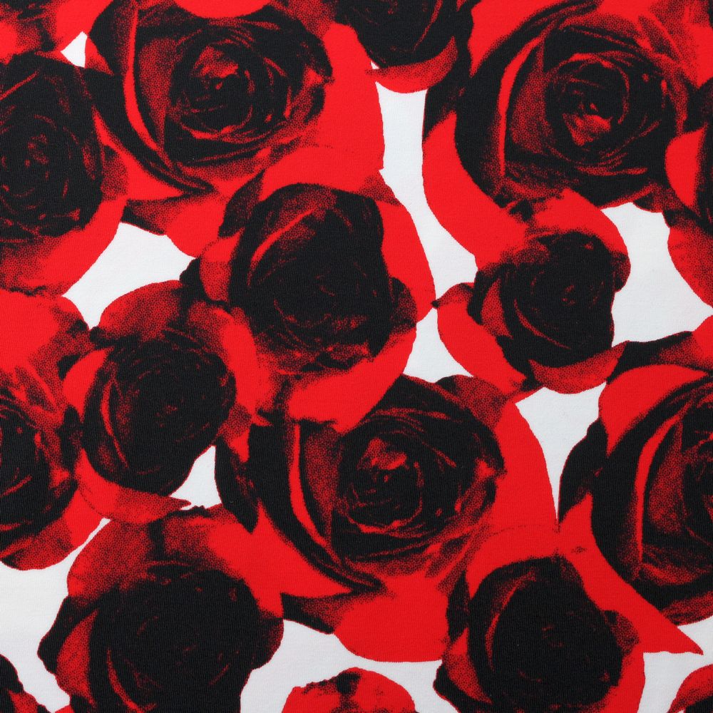 My Valentine Nylon Spandex Fabric - Blue/Black, Red/Black, Yellow/Black Roses Floral Print, 58/60" Width (1 Yard)