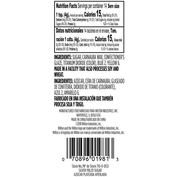 Wilton Silver Pearlized Sugar Sprinkles – 1.9 oz.
