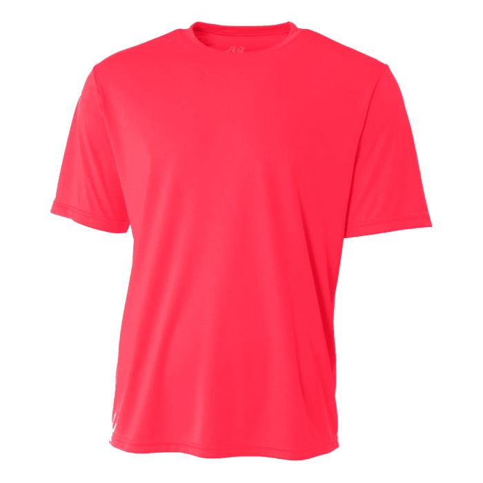 A4 N3142 Micro Poly Interlock Fabric - Coral, Moisture Wicking, Sun Defense, Quick Stain Release (1 Shirt)