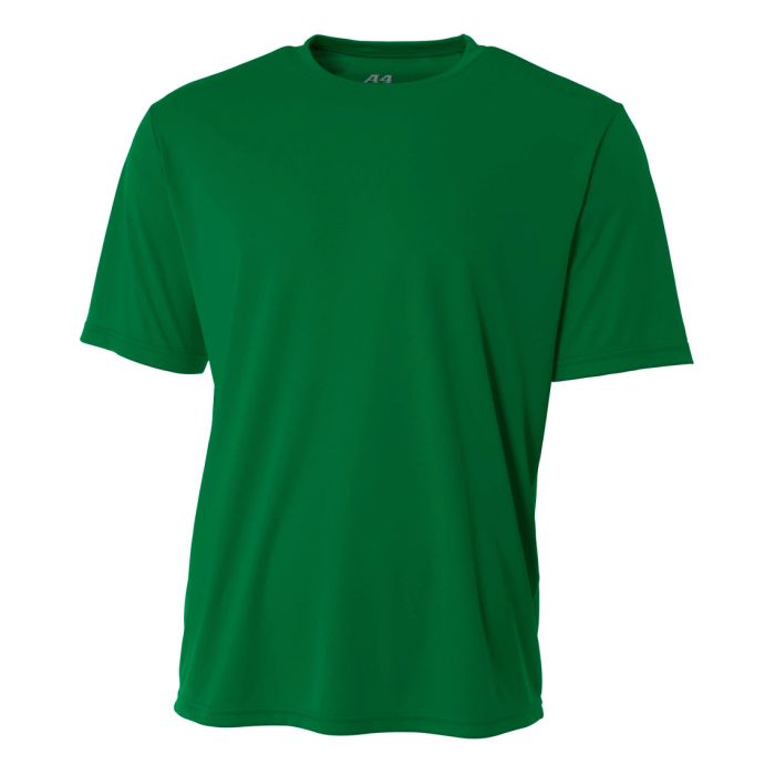 A4 N3142 Cooling Performance Crew Micro Poly Interlock Fabric - Kelly, Moisture Wicking, Sun Defense (1 Unit)
