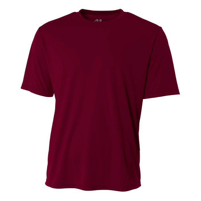 A4 N3142 Cooling Performance Crew Micro Poly Interlock Fabric - Maroon, Moisture Wicking, 4.0 Ounce (1 Piece)