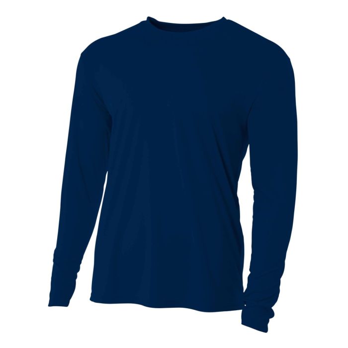 A4 N3165 Micro Poly Interlock Fabric - Navy, Long Sleeve, 44+ UPF (1 Piece)