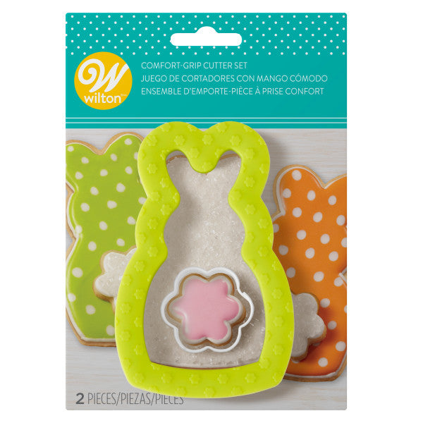 Wilton Comfort-Grip Cottontail & Easter Bunny Cookie Cutter Set, 2-Piece