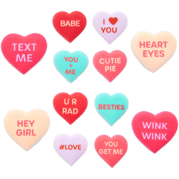 Wilton Valentine's Day Conversation Heart Royal Icing Decorations, 0.74 oz. (12 Pieces)