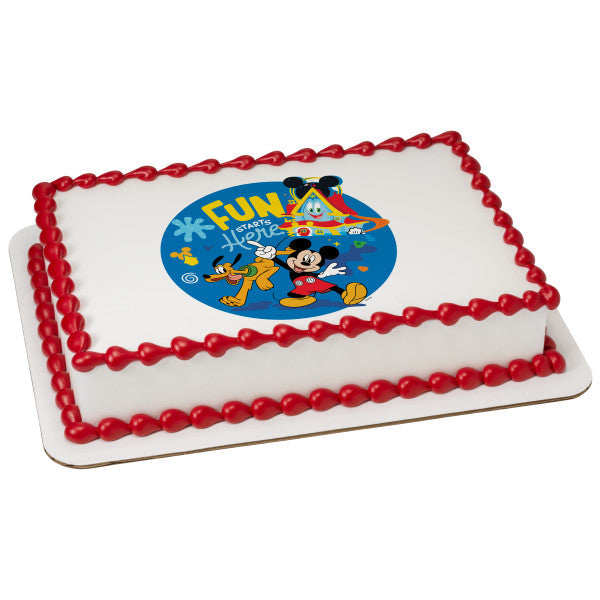 Disney Mickey Mouse Funhouse Fun Starts Here! Edible Cake Image PhotoCake®